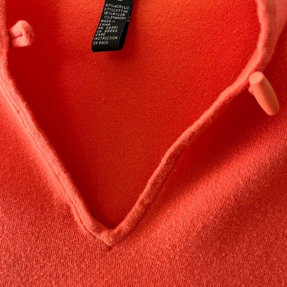 SHU SHU Orange V Neck Sweater, XL - Picture 2 of 5